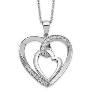 925 Sterling Silver Innerconnected CZ My Heart To Yours 18" Necklace Poem Card